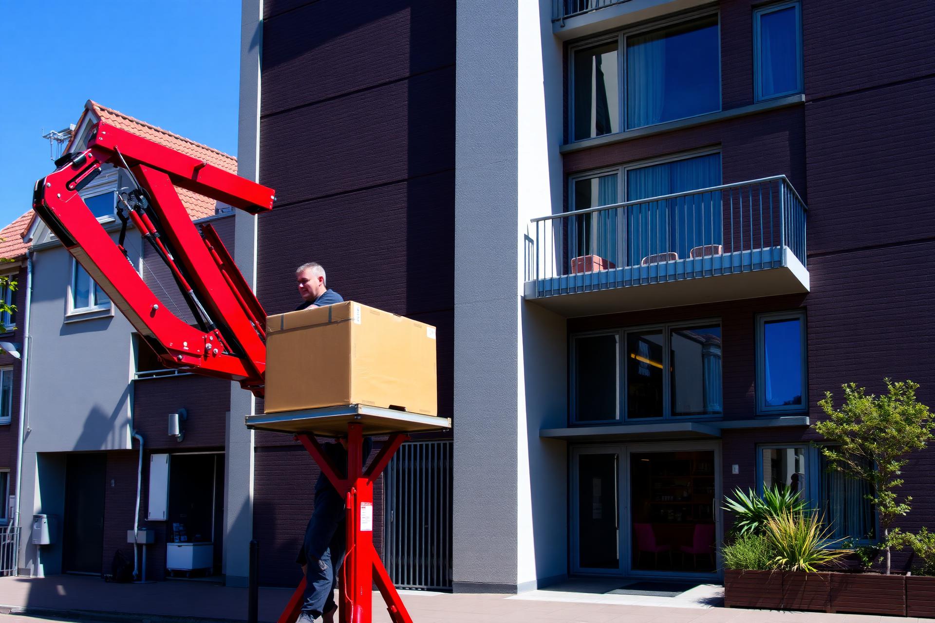 Rode verhuislift bij appartementencomplex in Almere